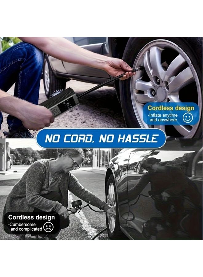 Black Portable Tire Inflator 150 PSI USB Rechargeable With LED Display And Multiple Connectors - Image 4